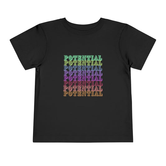 Colorful Toddler Tee - "Potential" Short Sleeve Shirt, Summer/School fun