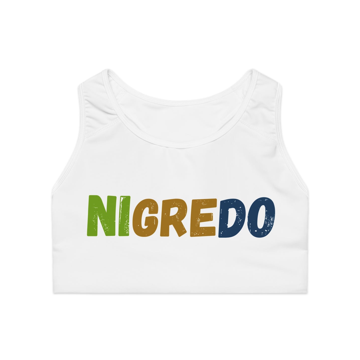 AOP Sports Bra with 'Nigredo' Design for Active Lifestyle