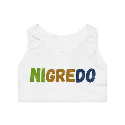 AOP Sports Bra with 'Nigredo' Design for Active Lifestyle