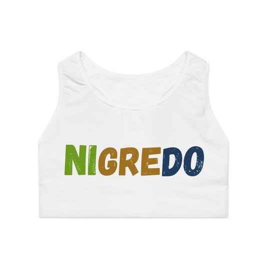 AOP Sports Bra with 'Nigredo' Design for Active Lifestyle