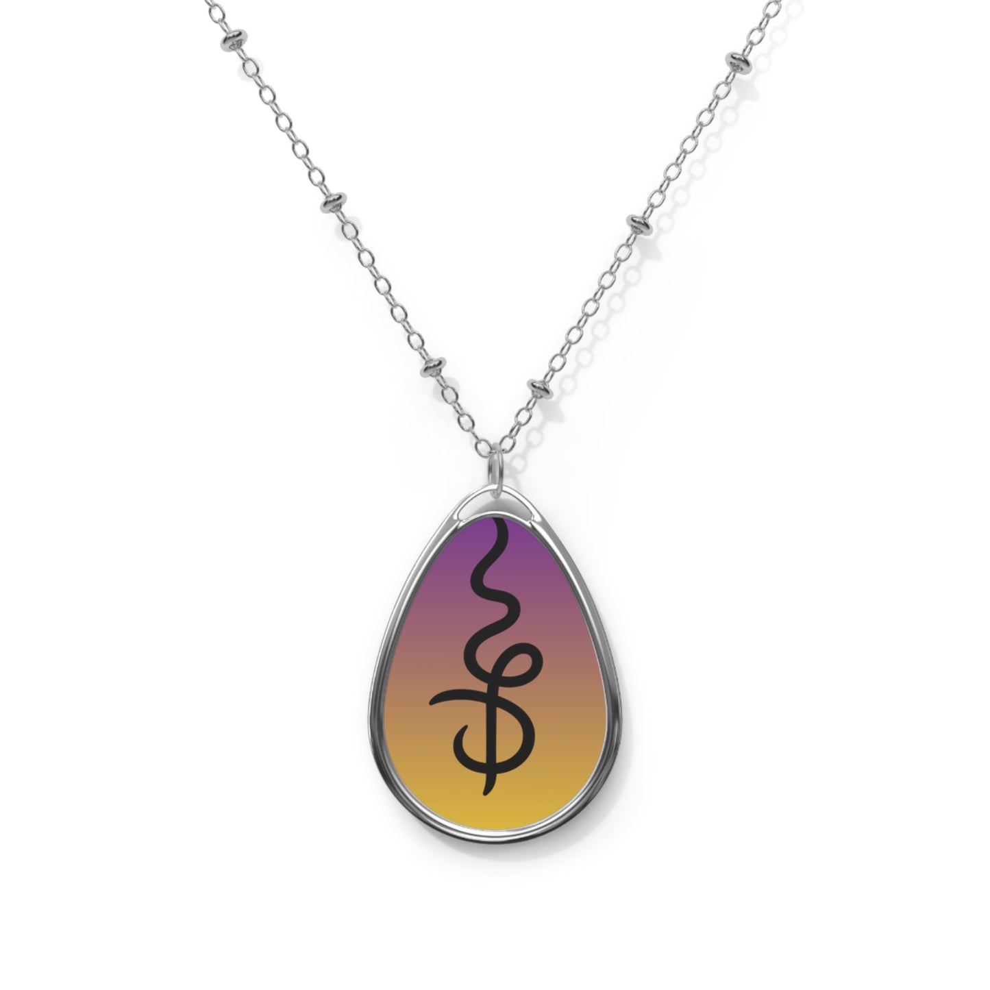 Elegant Oval Necklace with Gradient Design