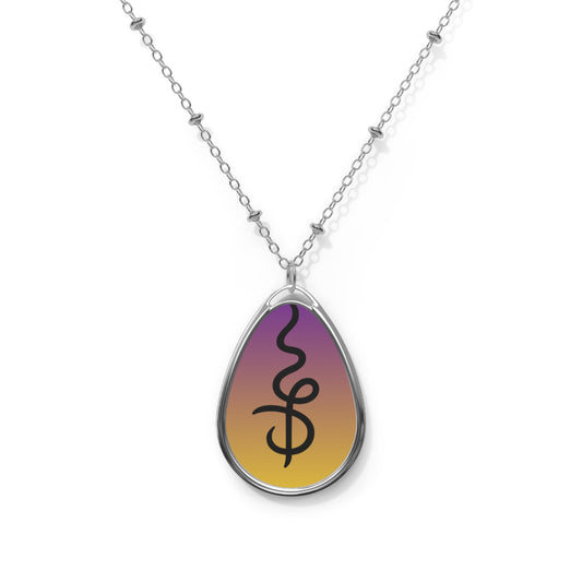 Elegant Oval Necklace with Gradient Design