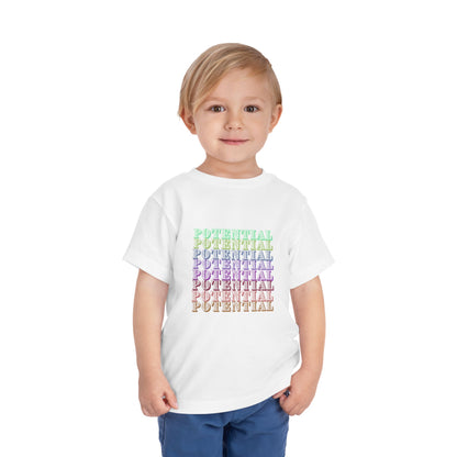 Colorful Toddler Tee - "Potential" Short Sleeve Shirt, Summer/School fun
