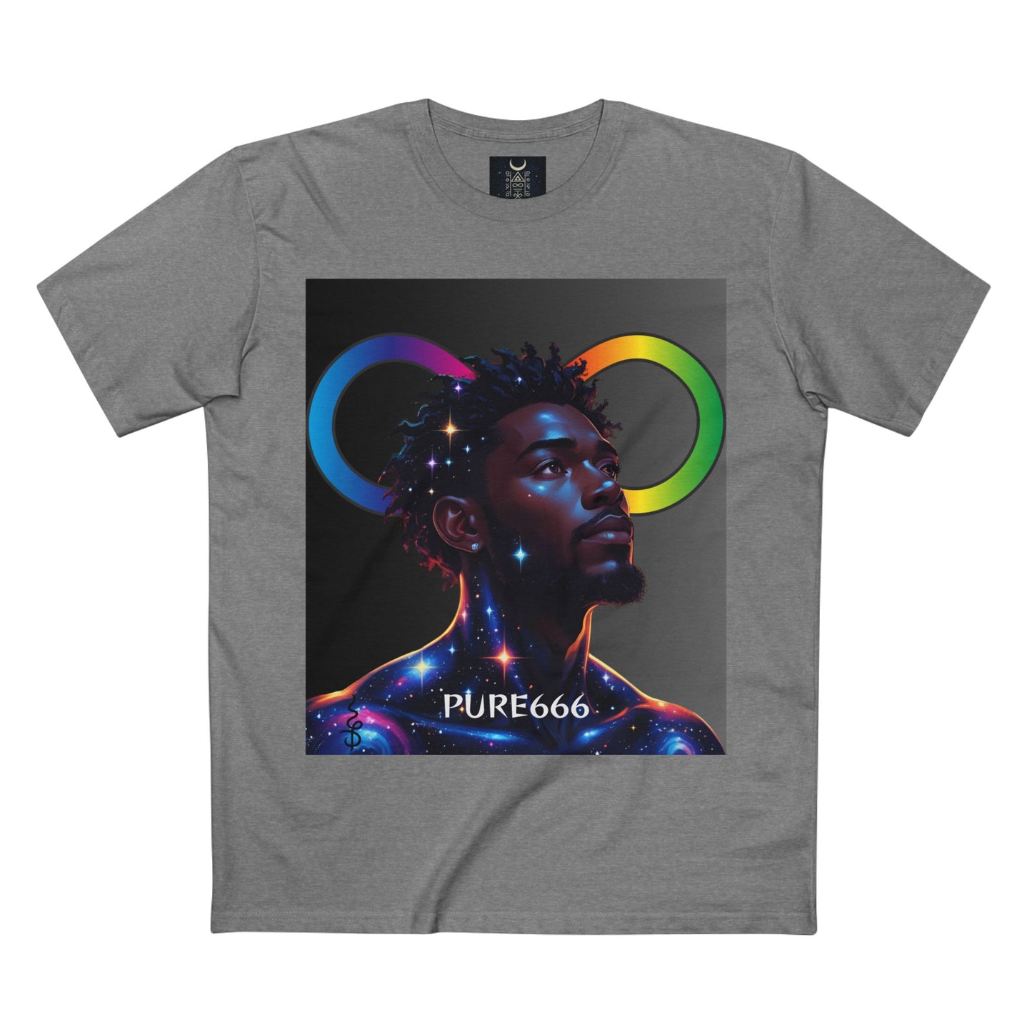 Galaxy Portrait Tee — "PURE666" Cosmic Infinity Graphic T-Shirt