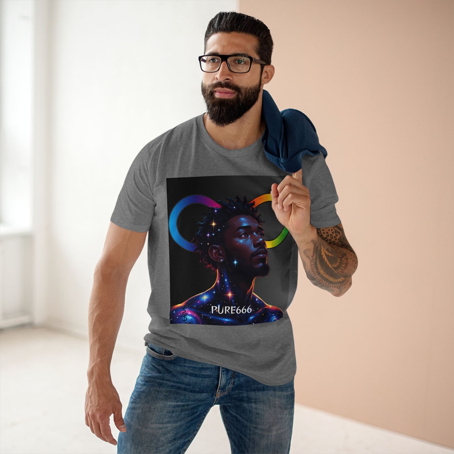 Galaxy Portrait Tee — "PURE666" Cosmic Infinity Graphic T-Shirt