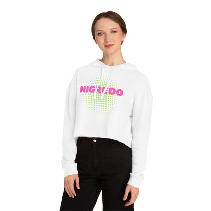Women’s Cropped Hooded Sweatshirt with 'NIGREDO' Design, Trendy- Casual