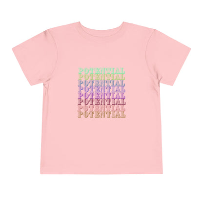 Colorful Toddler Tee - "Potential" Short Sleeve Shirt, Summer/School fun
