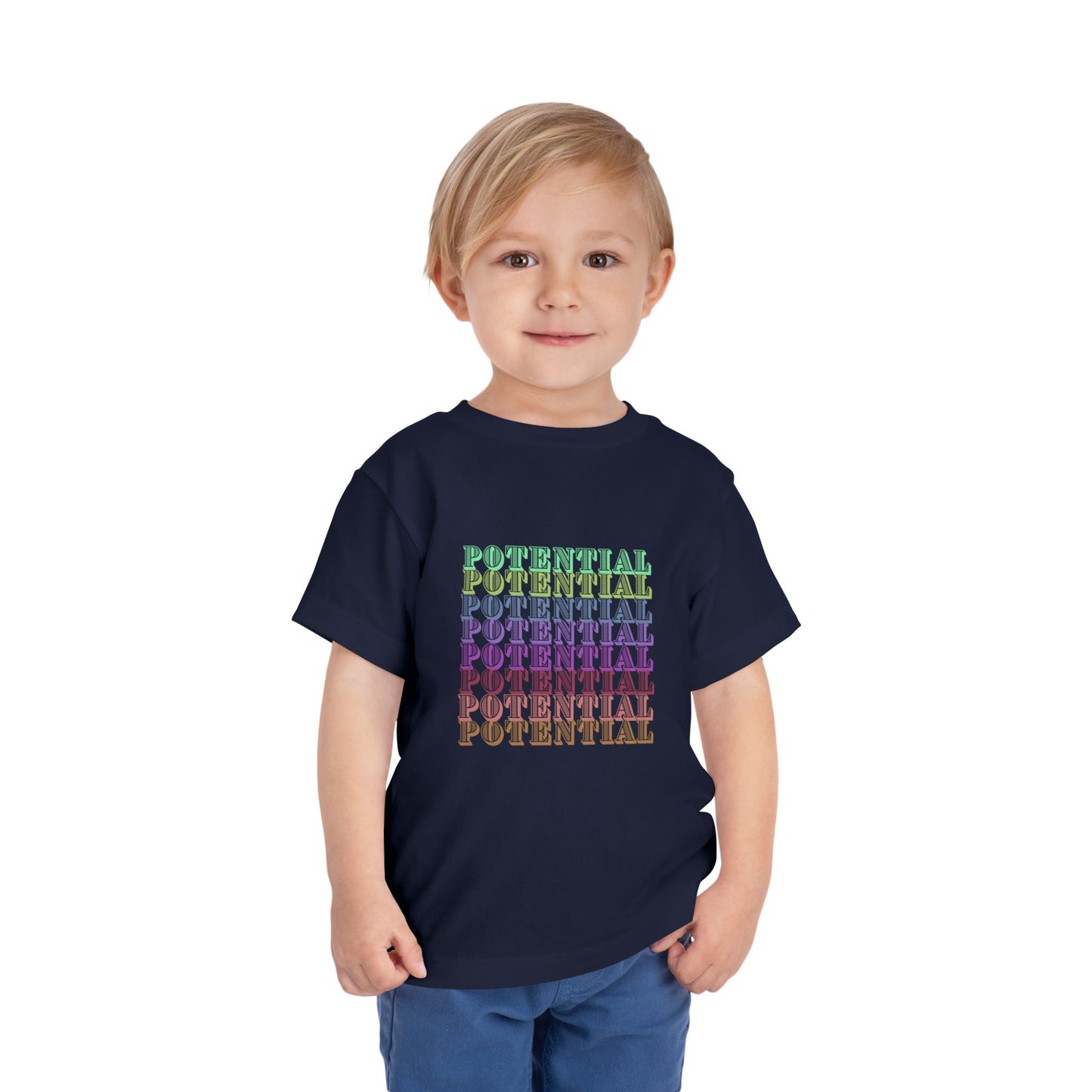 Colorful Toddler Tee - "Potential" Short Sleeve Shirt, Summer/School fun