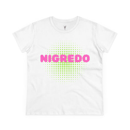 Women's Midweight Cotton Tee with 'Nigredo' Graphic, Casual Shirts