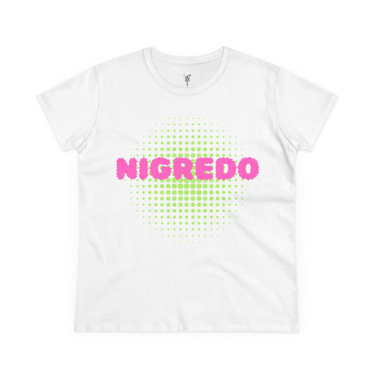 Women's Midweight Cotton Tee with 'Nigredo' Graphic, Casual Shirts