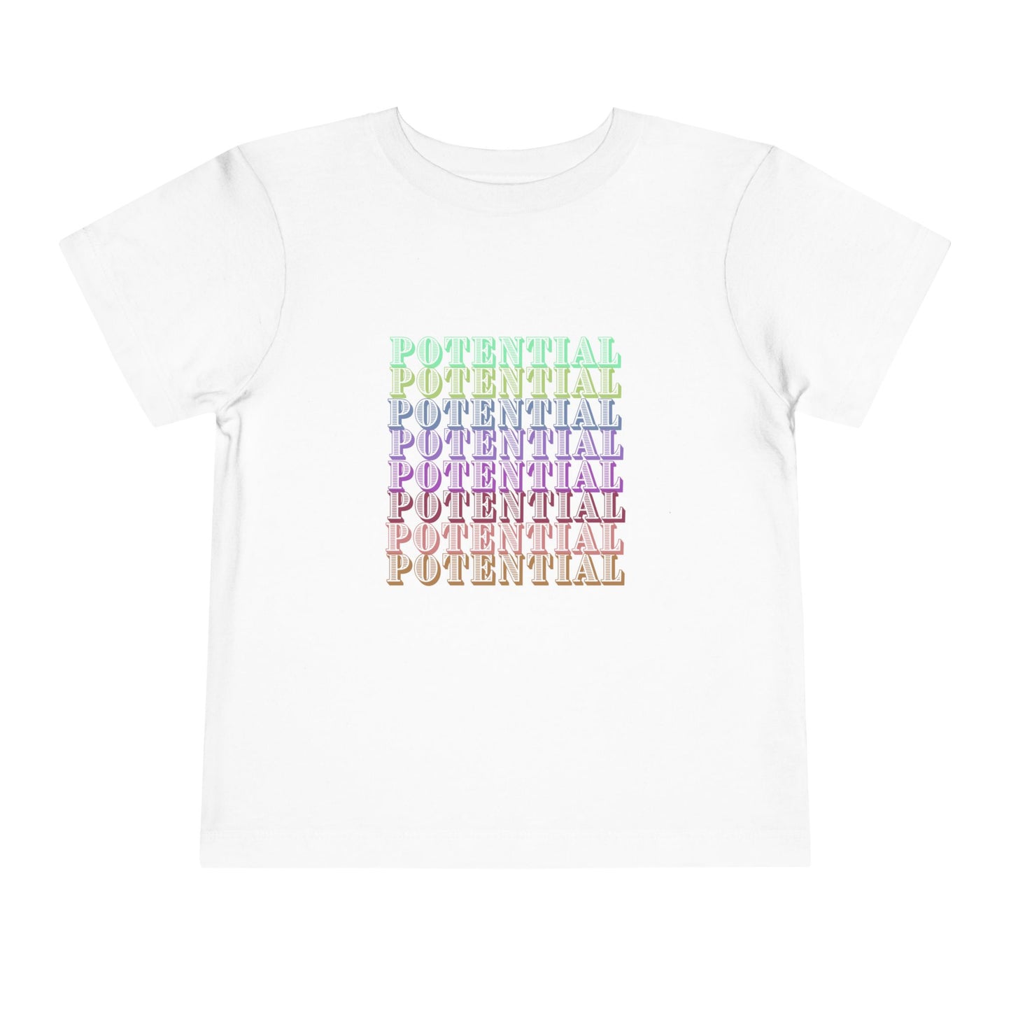 Colorful Toddler Tee - "Potential" Short Sleeve Shirt, Summer/School fun