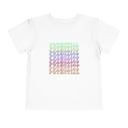 Colorful Toddler Tee - "Potential" Short Sleeve Shirt, Summer/School fun