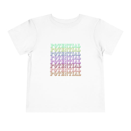 Colorful Toddler Tee - "Potential" Short Sleeve Shirt, Summer/School fun