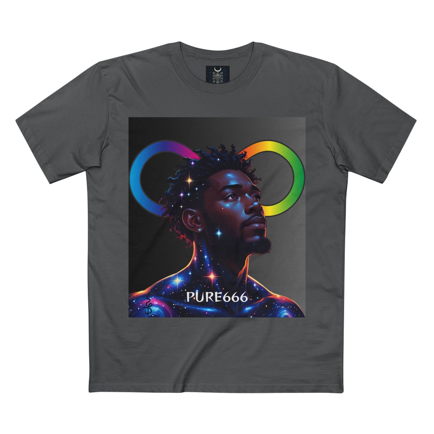 Galaxy Portrait Tee — "PURE666" Cosmic Infinity Graphic T-Shirt