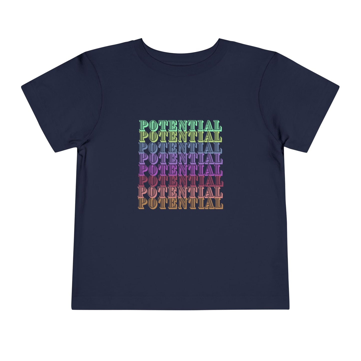 Colorful Toddler Tee - "Potential" Short Sleeve Shirt, Summer/School fun