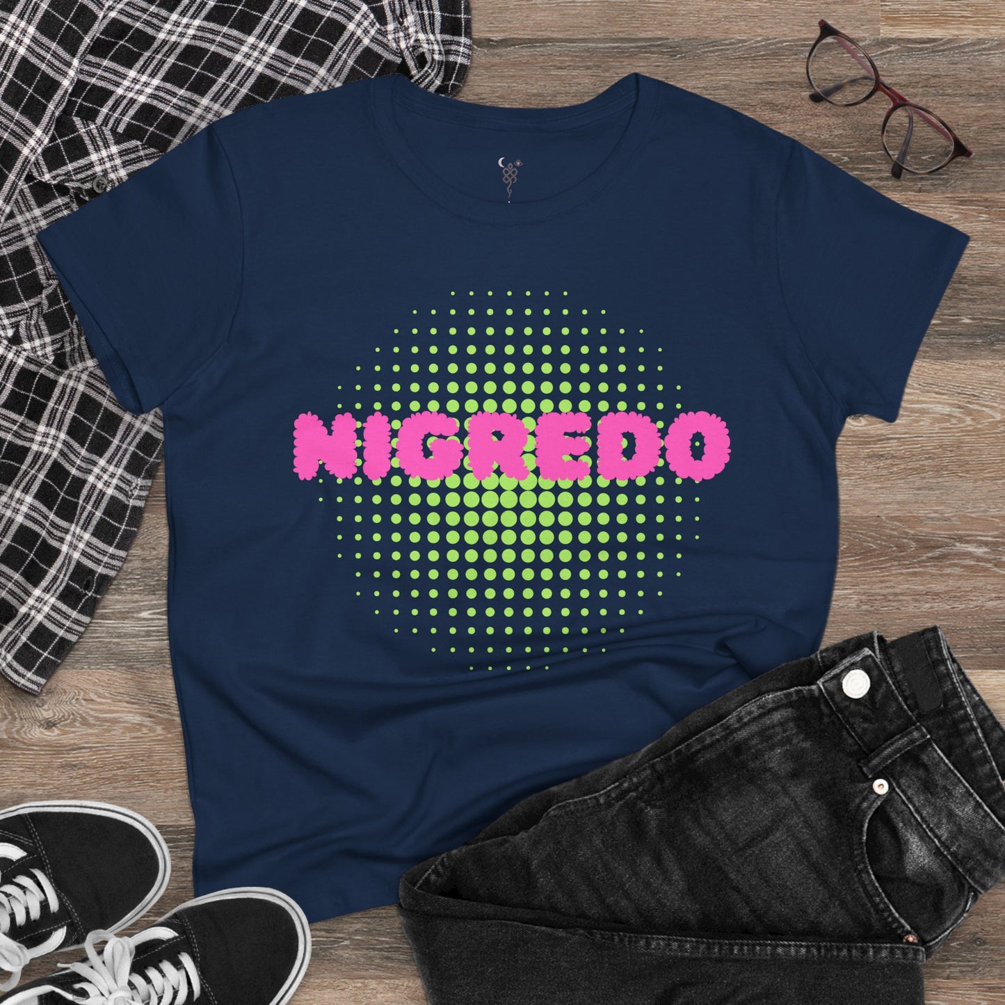 Women's Midweight Cotton Tee with 'Nigredo' Graphic, Casual Shirts