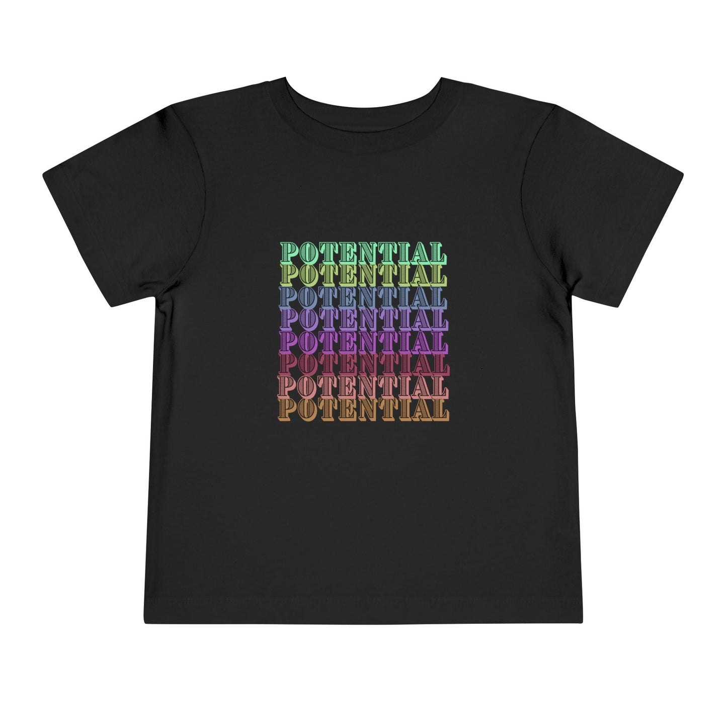 Colorful Toddler Tee - "Potential" Short Sleeve Shirt, Summer/School fun