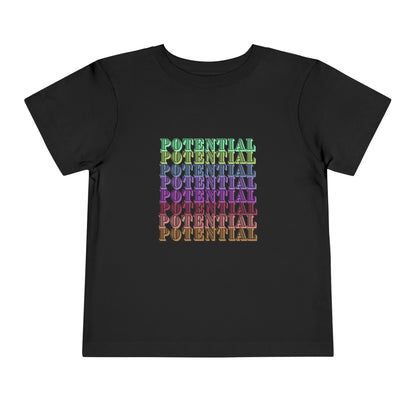 Colorful Toddler Tee - "Potential" Short Sleeve Shirt, Summer/School fun