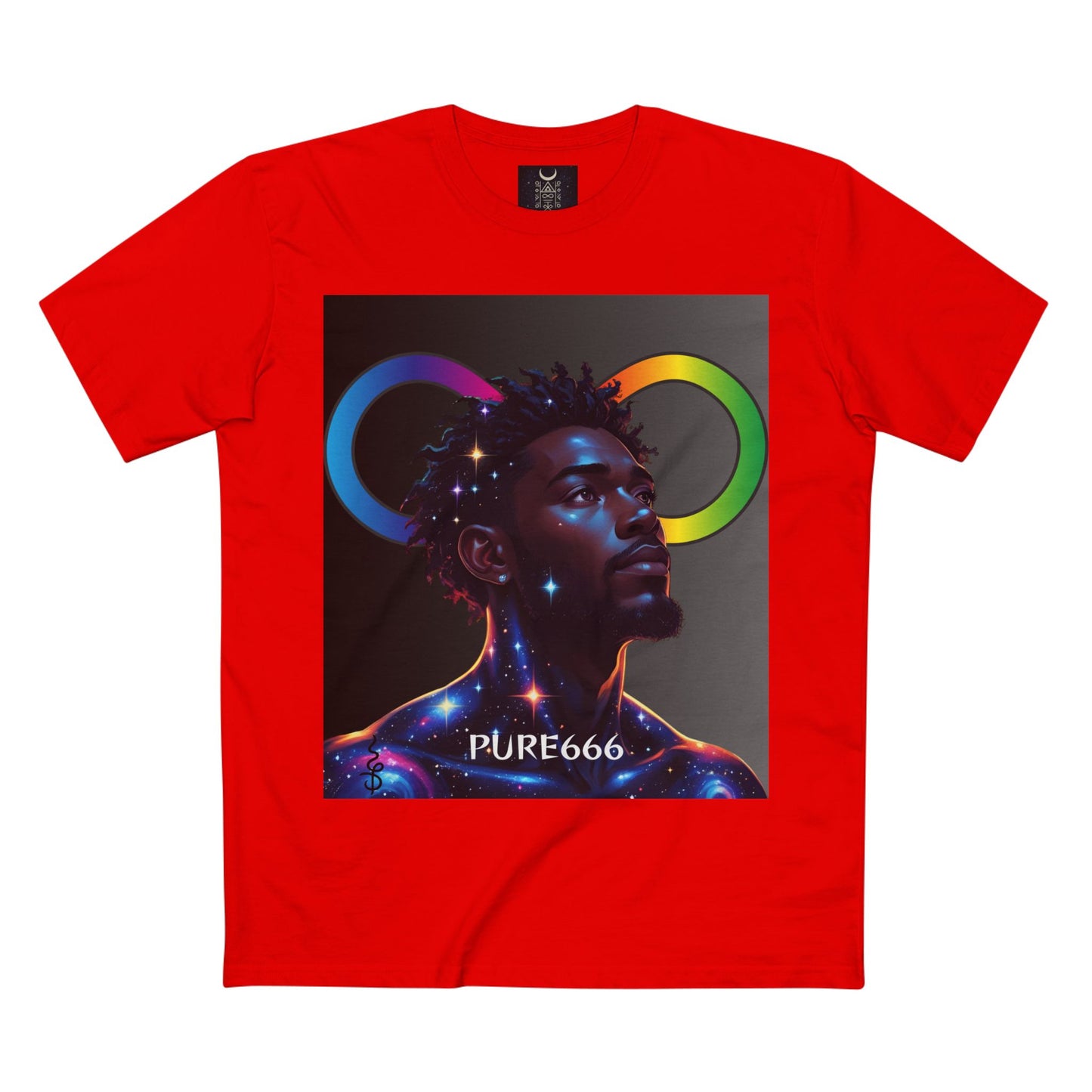 Galaxy Portrait Tee — "PURE666" Cosmic Infinity Graphic T-Shirt