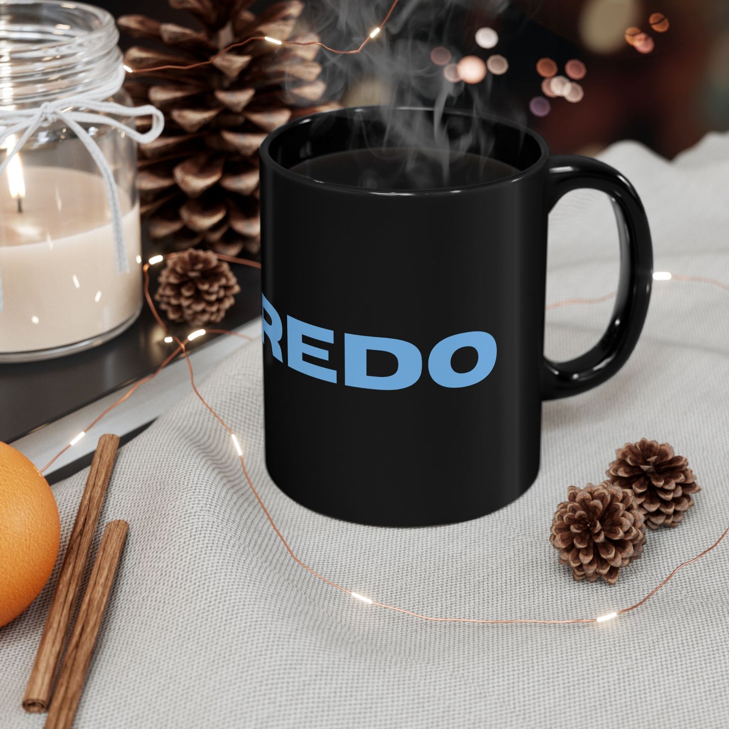 Bold Black Mug, Unique Coffee Cup for Inspiration, Home Office Decor