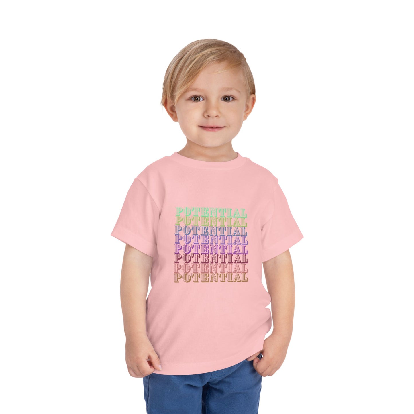 Colorful Toddler Tee - "Potential" Short Sleeve Shirt, Summer/School fun