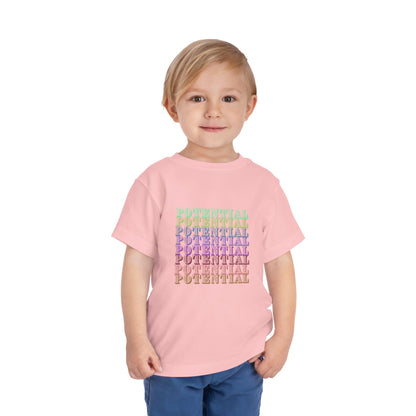 Colorful Toddler Tee - "Potential" Short Sleeve Shirt, Summer/School fun