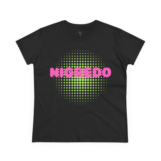 Women's Midweight Cotton Tee with 'Nigredo' Graphic, Casual Shirts