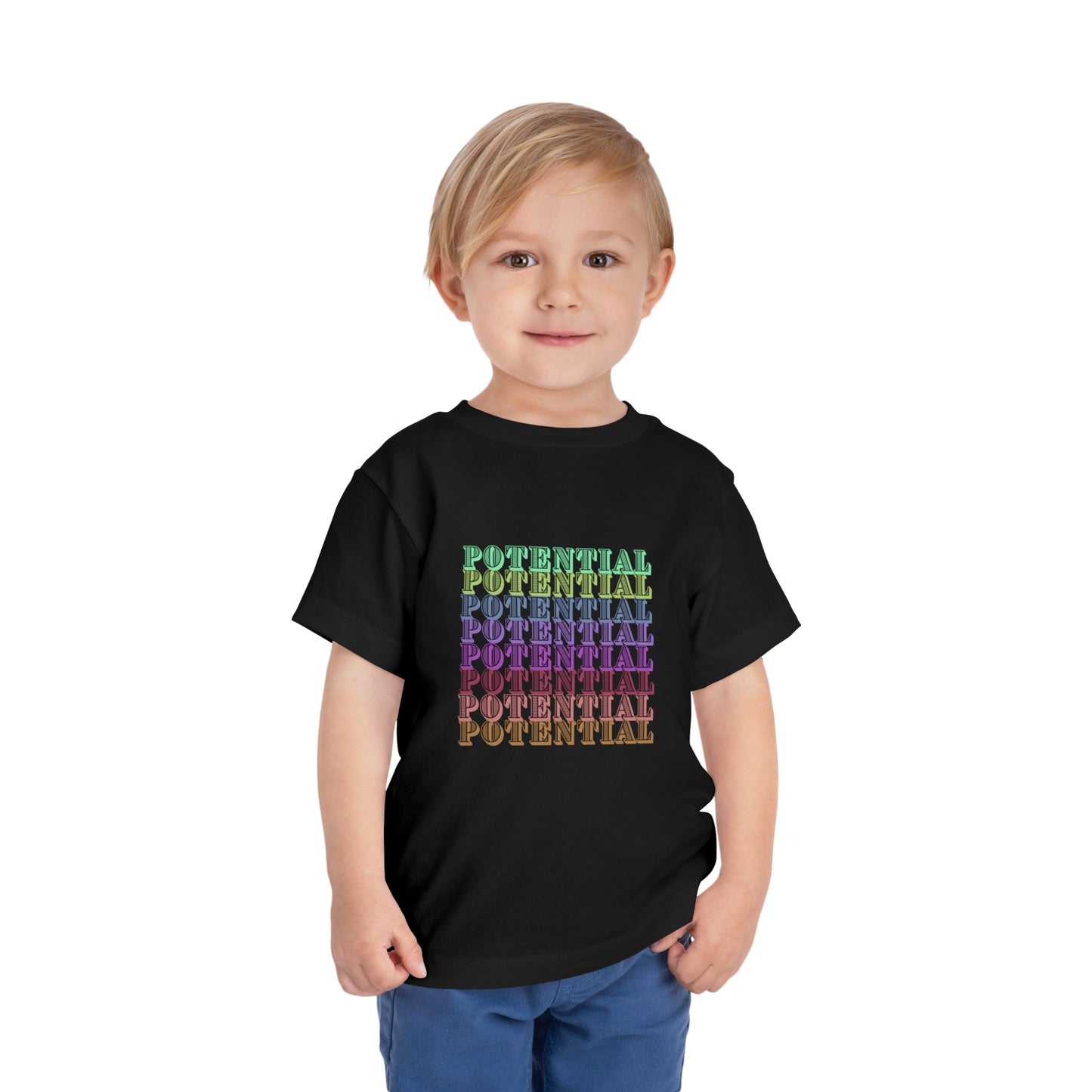 Colorful Toddler Tee - "Potential" Short Sleeve Shirt, Summer/School fun