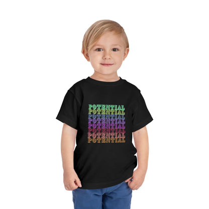 Colorful Toddler Tee - "Potential" Short Sleeve Shirt, Summer/School fun