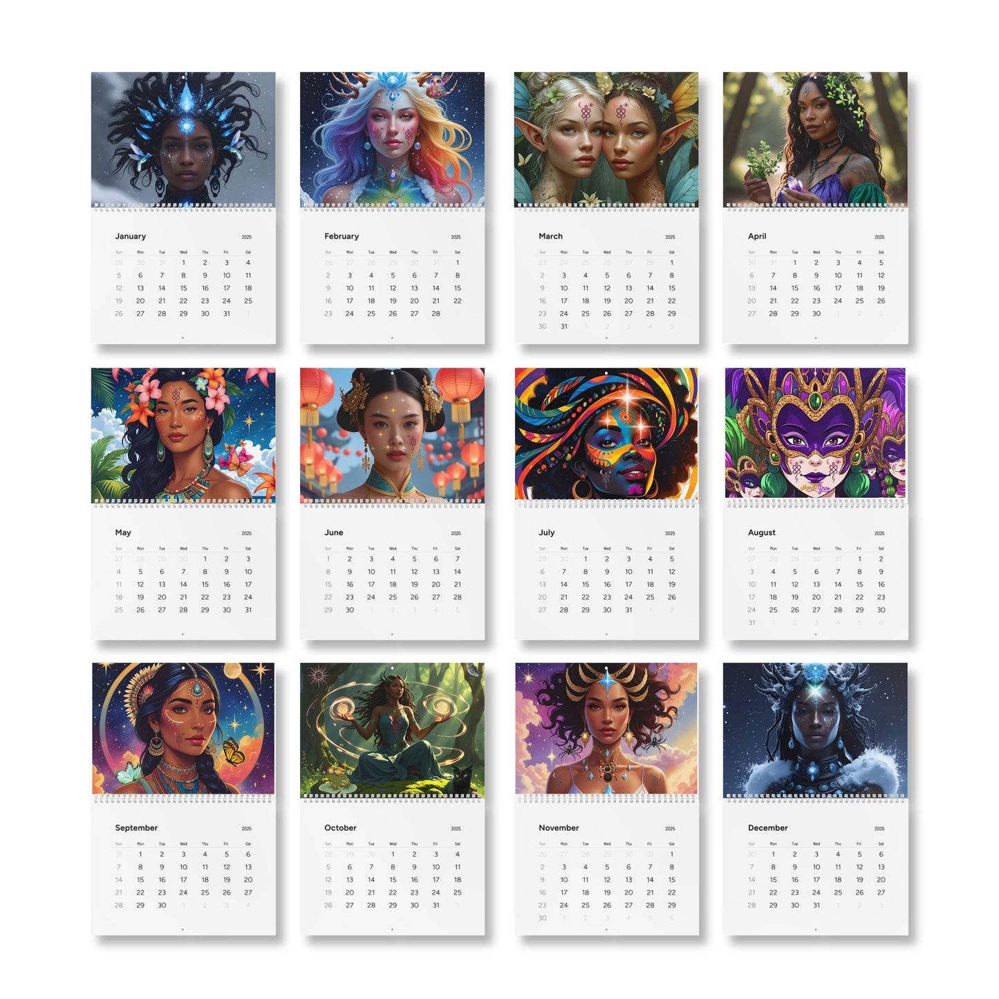 Mystical Artistic 2025 Wall Calendar