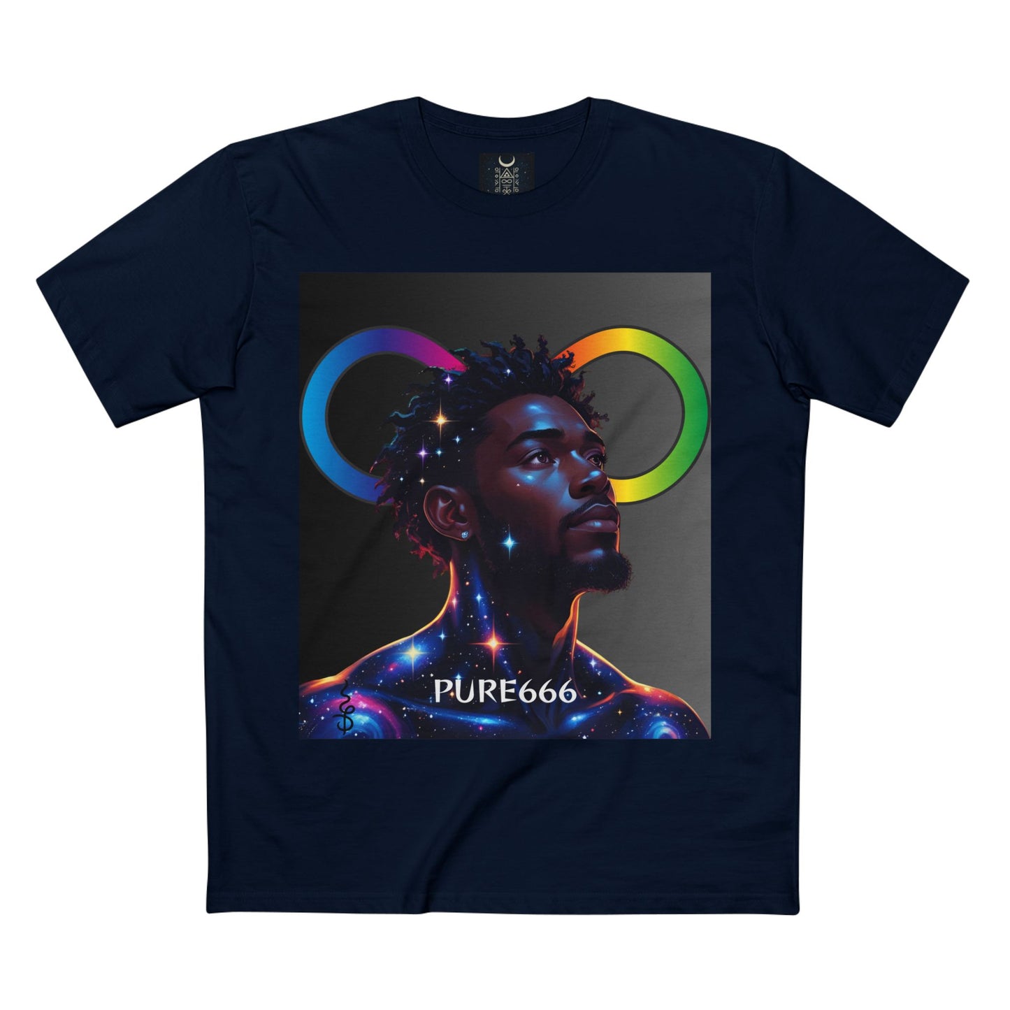 Galaxy Portrait Tee — "PURE666" Cosmic Infinity Graphic T-Shirt