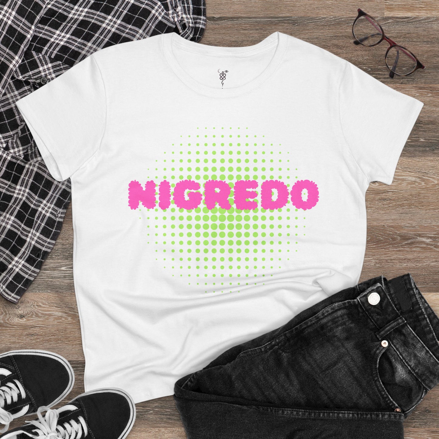 Women's Midweight Cotton Tee with 'Nigredo' Graphic, Casual Shirts