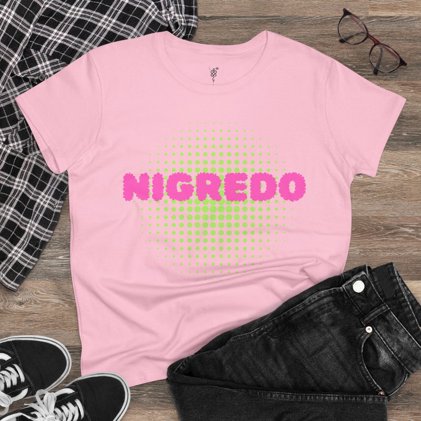 Women's Midweight Cotton Tee with 'Nigredo' Graphic, Casual Shirts