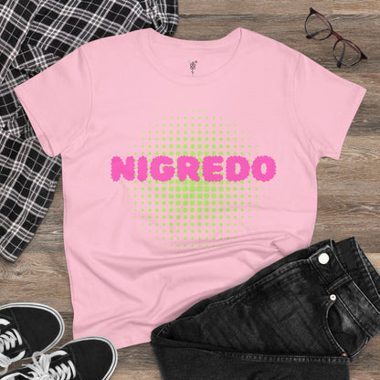 Women's Midweight Cotton Tee with 'Nigredo' Graphic, Casual Shirts