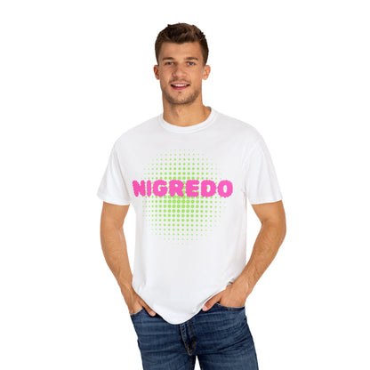 Vibrant Garment-Dyed T-shirt with 'Nigredo' Design - Unisex Casual Tee