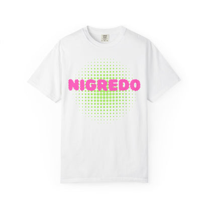 Vibrant Garment-Dyed T-shirt with 'Nigredo' Design - Unisex Casual Tee