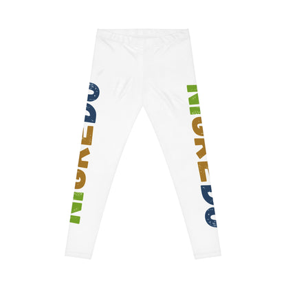 Colorful Women's Casual Leggings with Artistic Text, Stylish Leggings for Yoga, Fitness, Lounge, Activewear, Gift for Her