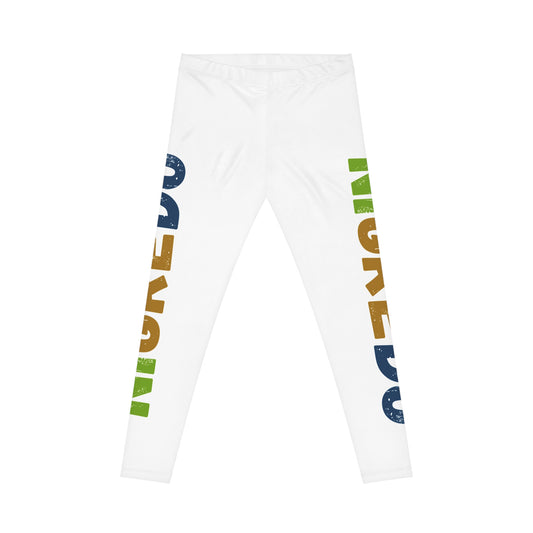 Colorful Women's Casual Leggings with Artistic Text, Stylish Leggings for Yoga, Fitness, Lounge, Activewear, Gift for Her