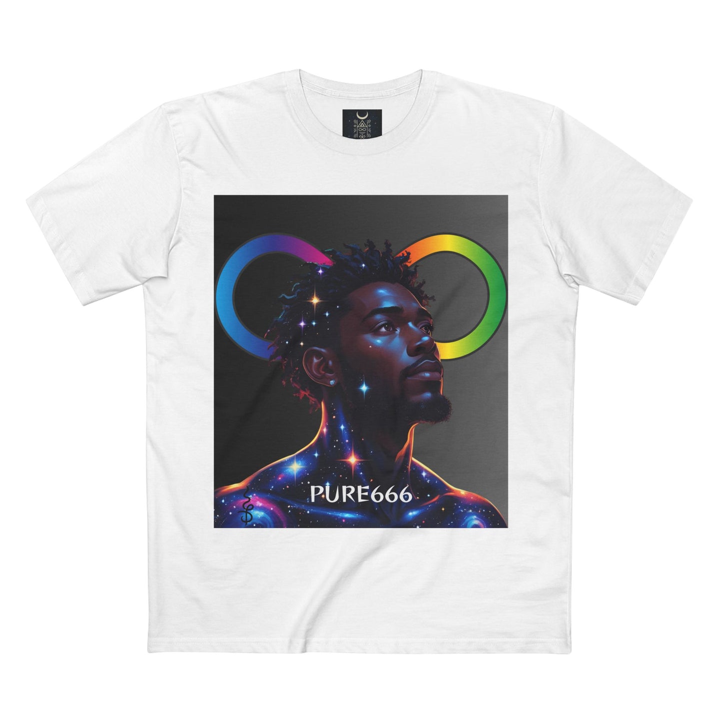Galaxy Portrait Tee — "PURE666" Cosmic Infinity Graphic T-Shirt