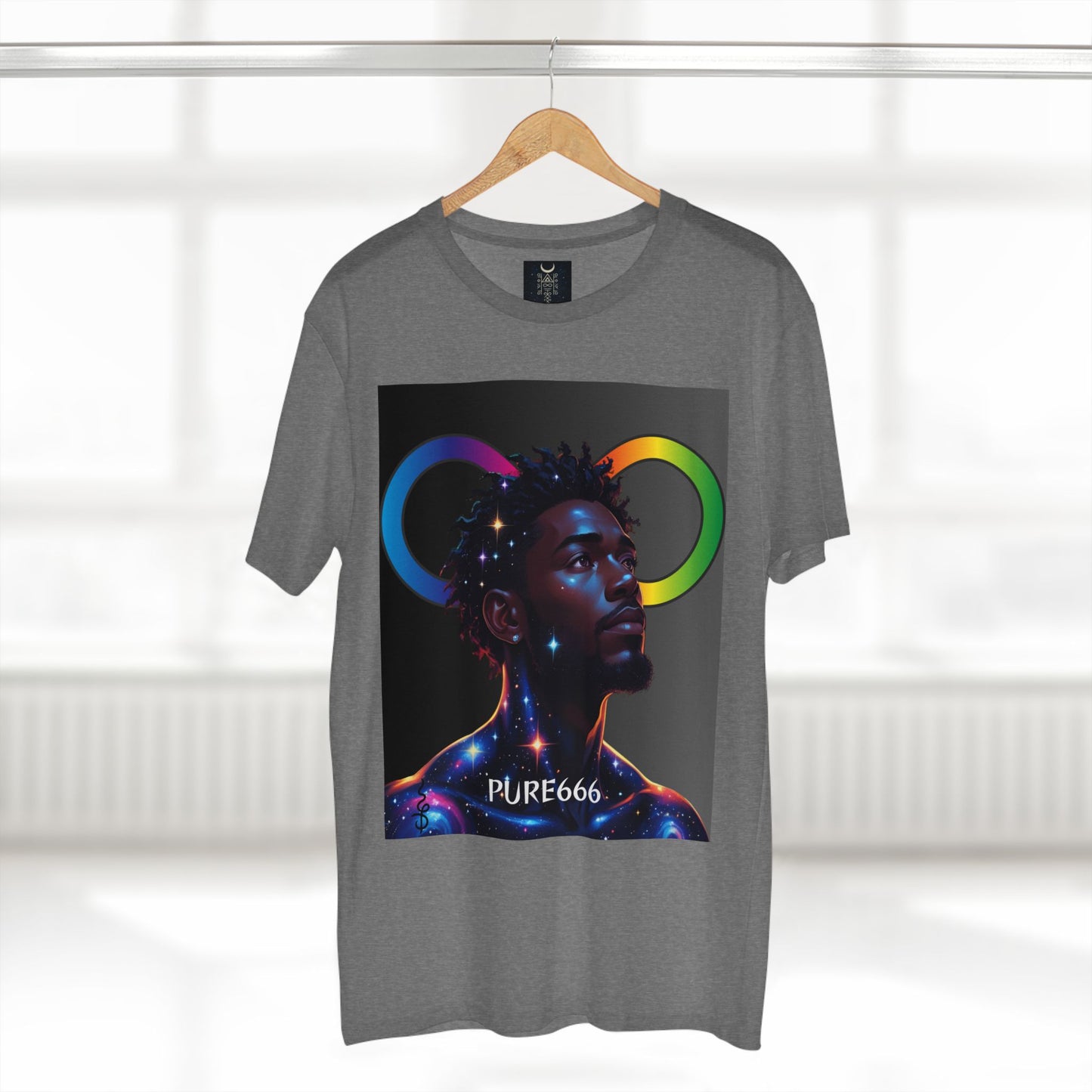 Galaxy Portrait Tee — "PURE666" Cosmic Infinity Graphic T-Shirt