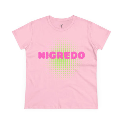Women's Midweight Cotton Tee with 'Nigredo' Graphic, Casual Shirts