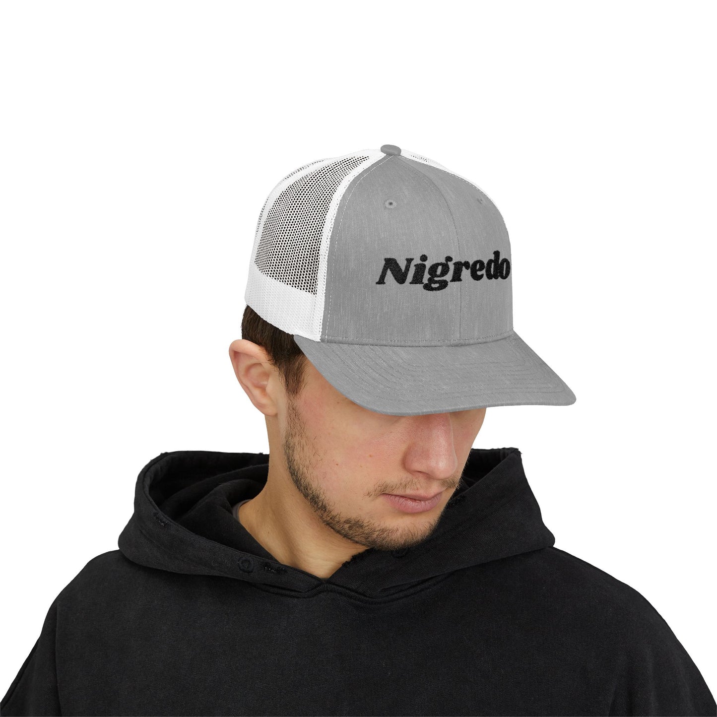 Snapback Trucker Cap with 'Nigredo' Design, Perfect for Casual Outings