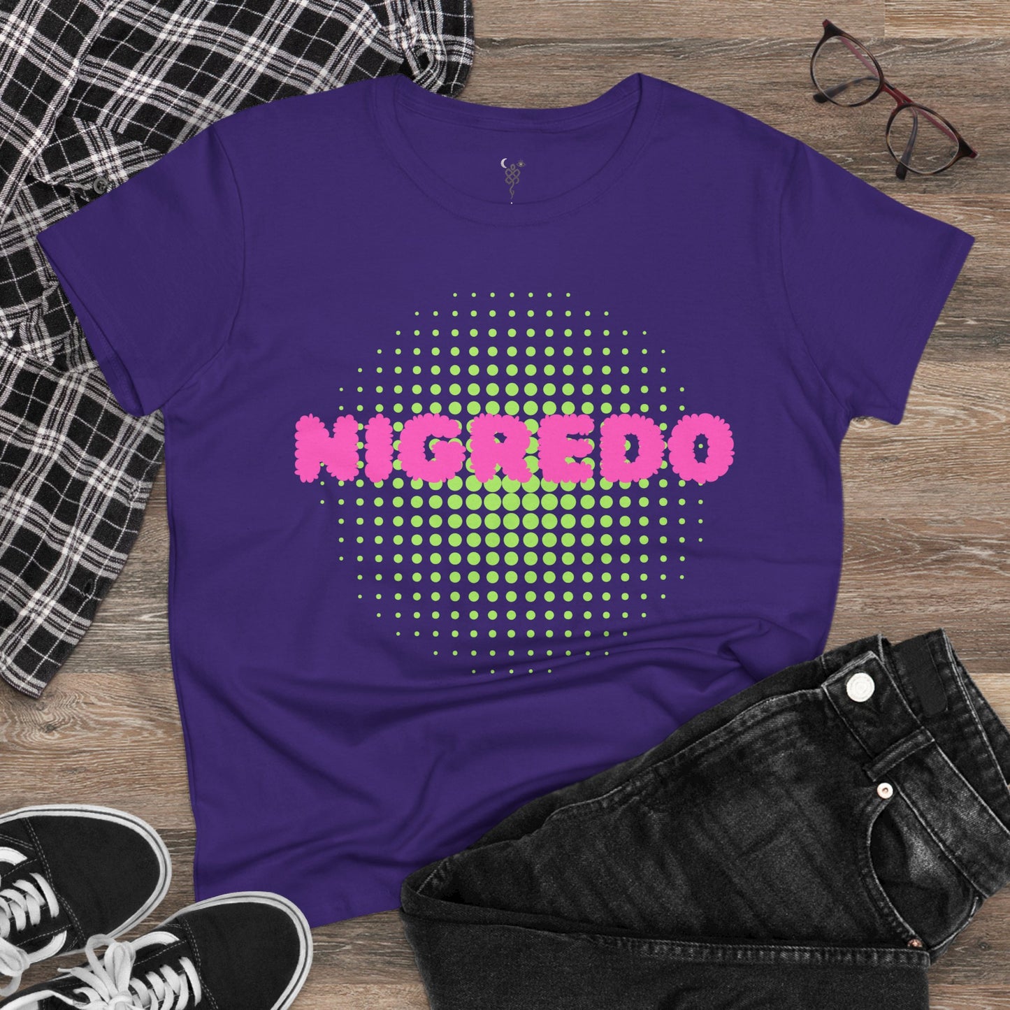 Women's Midweight Cotton Tee with 'Nigredo' Graphic, Casual Shirts