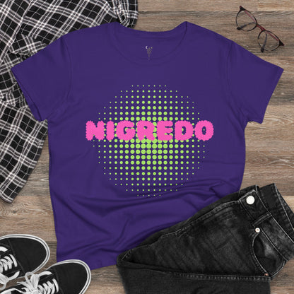 Women's Midweight Cotton Tee with 'Nigredo' Graphic, Casual Shirts