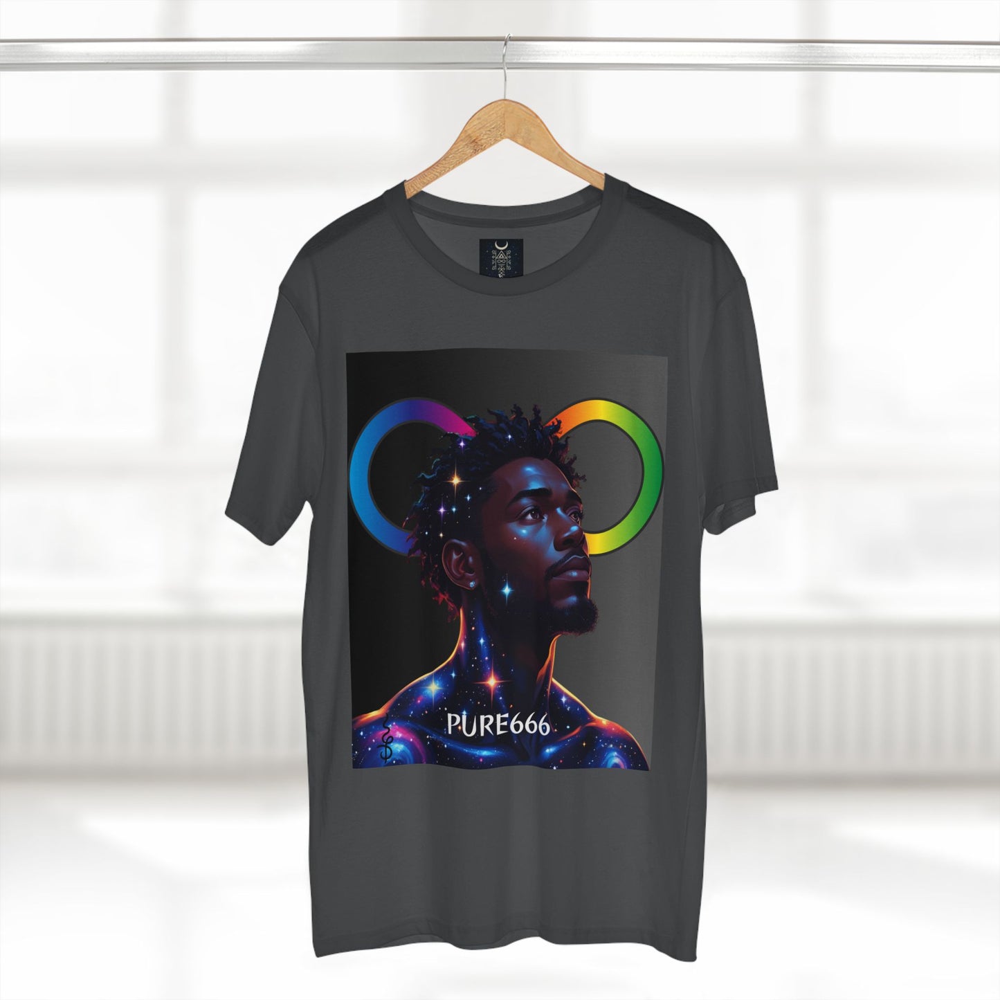 Galaxy Portrait Tee — "PURE666" Cosmic Infinity Graphic T-Shirt
