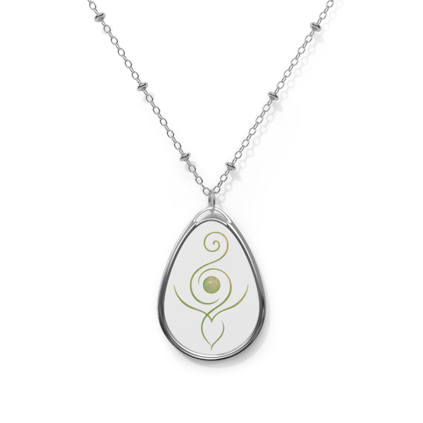Elegant Oval Necklace with Unique Floral Design | Gift for Her