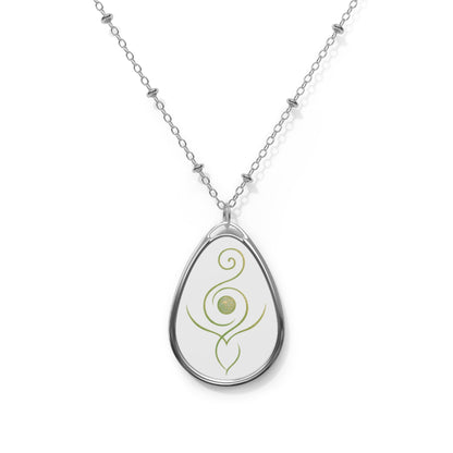 Elegant Oval Necklace with Unique Floral Design | Gift for Her