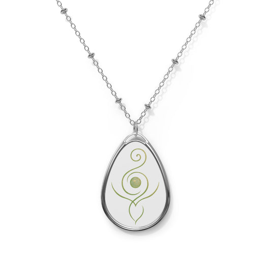 Elegant Oval Necklace with Unique Floral Design | Gift for Her