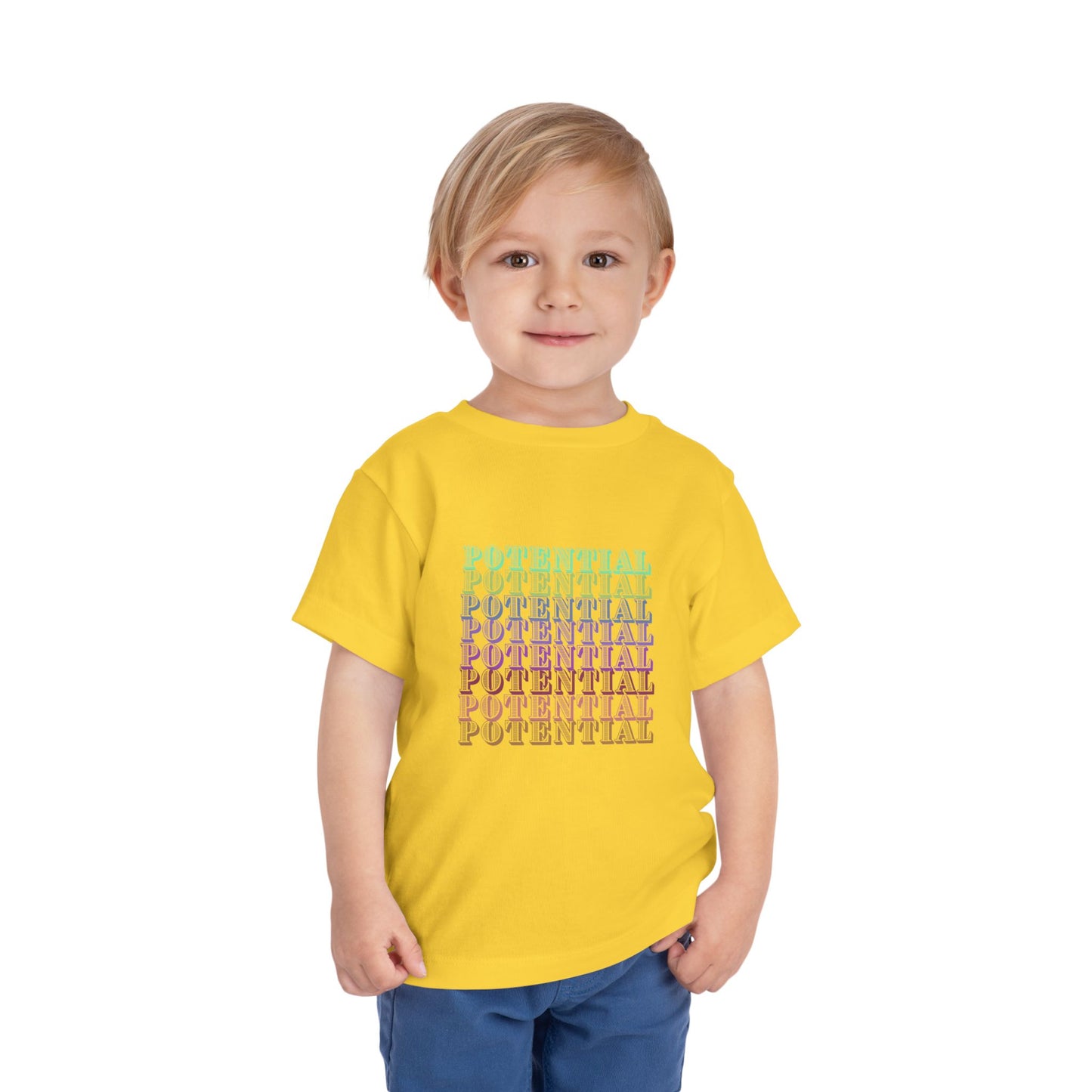 Colorful Toddler Tee - "Potential" Short Sleeve Shirt, Summer/School fun