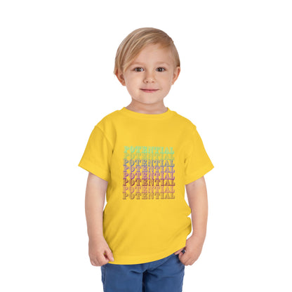 Colorful Toddler Tee - "Potential" Short Sleeve Shirt, Summer/School fun